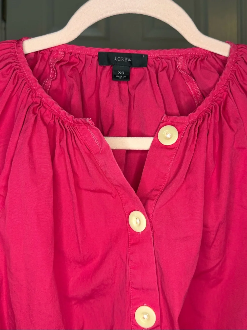 329 J Crew Hot Pink Button Front Mini Dress | Size XS